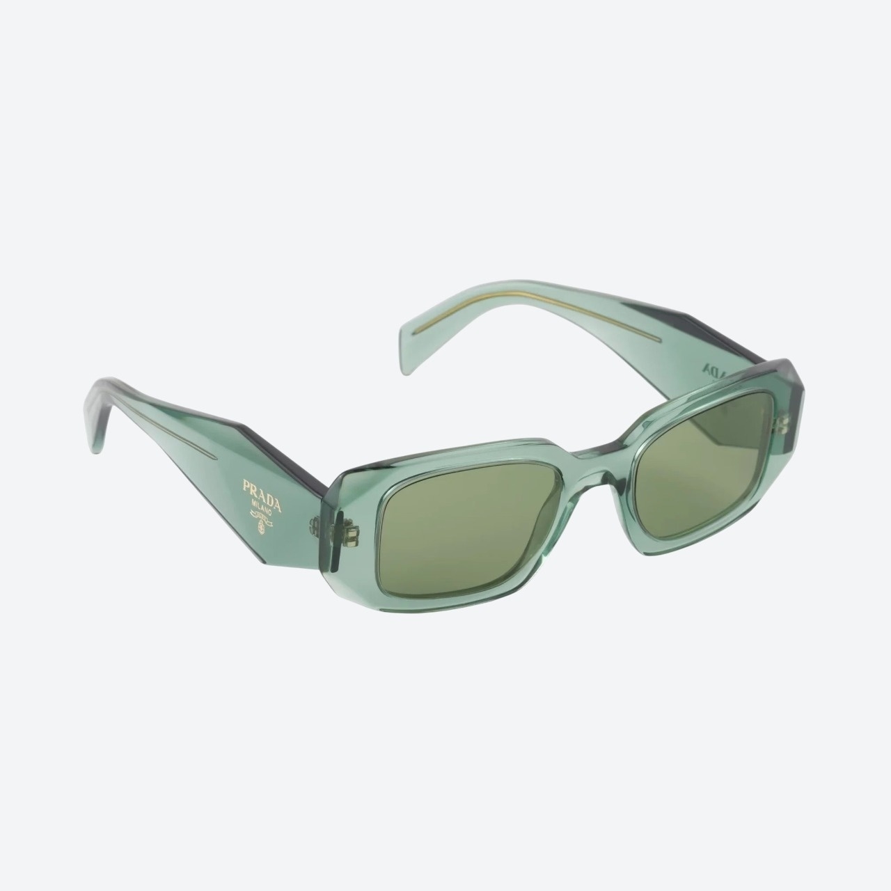 Prada Symbole sunglasses in Sage Green – front angle